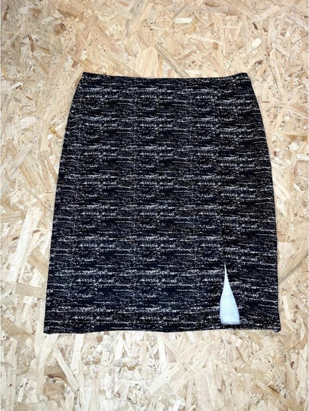 NYCC New York Clothing Co Womens Medium Black White Textured Knit Skirt Slit